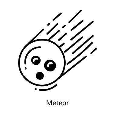 Meteor karalama yarı katı simge simgesi tasarım illüstrasyonu. Beyaz arkaplan EPS 10 Dosyasında Uzay Sembolü