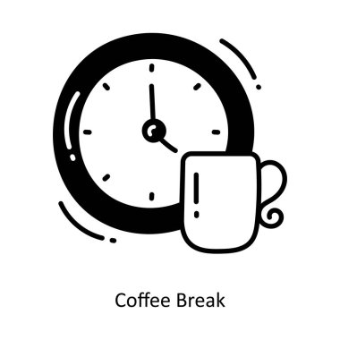 Kahve molası karalama yarı katı simge simgesi tasarım illüstrasyonu. Beyaz arkaplan EPS 10 Dosyasında Başlangıç Sembolü