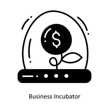 İş kuvözünün yarı katı simge tasarımı çizimi. Beyaz arkaplan EPS 10 Dosyasında Başlangıç Sembolü