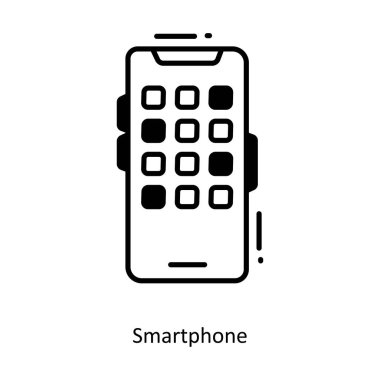 Akıllı telefon karalama yarı katı simge simgesi tasarım illüstrasyonu. Beyaz arkaplan EPS 10 Dosyasında Başlangıç Sembolü