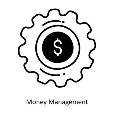 Para İdaresi yarı katı simge tasarımı çizimi. Beyaz arkaplan EPS 10 Dosyasında Başlangıç Sembolü