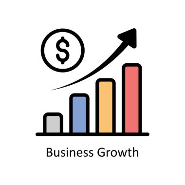 İş Büyüme vektörü Simge Tasarımı illüstrasyonunu ana hatlarıyla doldurdu. Beyaz arkaplan EPS 10 Dosyasında İş ve Yönetim Sembolü