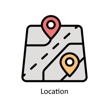 Konum vektörü ana hatları Simge Tasarımı illüstrasyonunu doldurdu. Beyaz arkaplan EPS 10 Dosyasında İş ve Yönetim Sembolü