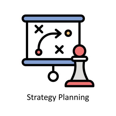 Strateji planlama vektörü Simge Tasarımı illüstrasyonunu doldurdu. Beyaz arkaplan EPS 10 Dosyasında İş ve Yönetim Sembolü