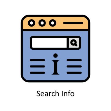 Arama bilgi vektörü ana hatları Simge Tasarımı illüstrasyonunu doldurdu. Beyaz arkaplan EPS 10 Dosyasında İş ve Yönetim Sembolü