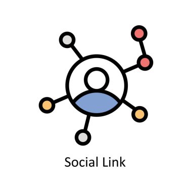 Sosyal Bağlantı vektörü ana hatlı Simge Tasarım illüstrasyonunu doldurdu. Beyaz arkaplan EPS 10 Dosyasında İş ve Yönetim Sembolü