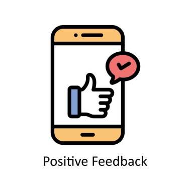 Pozitif geribildirim vektörü ana hatlı Simge Tasarımı illüstrasyonu. Beyaz arkaplan EPS 10 Dosyasında İş ve Yönetim Sembolü