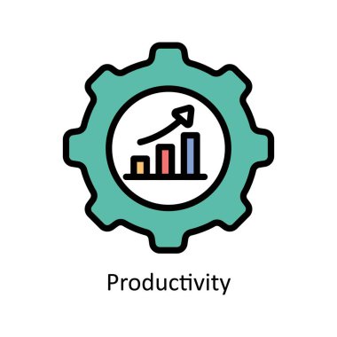 Üretkenlik vektörü ana hatlarıyla Simge Tasarımı illüstrasyonunu doldurdu. Beyaz arkaplan EPS 10 Dosyasında İş ve Yönetim Sembolü