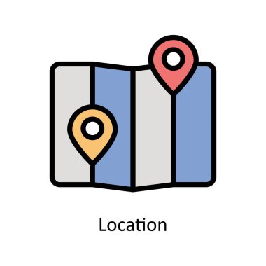 Konum vektörü ana hatları Simge Tasarımı illüstrasyonunu doldurdu. Beyaz arkaplan EPS 10 Dosyasında İş ve Yönetim Sembolü