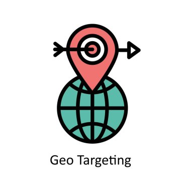 Coğrafi Hedef Vektörü Simge Tasarımı illüstrasyonunu doldurdu. Beyaz arkaplan EPS 10 Dosyasında İş ve Yönetim Sembolü