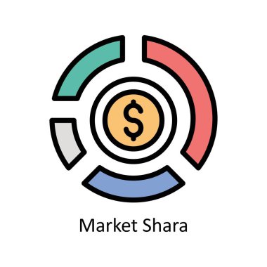 Pazar Paylaşım vektörü Simge Tasarımı illüstrasyonunu ana hatlarıyla doldurdu. Beyaz arkaplan EPS 10 Dosyasında İş ve Yönetim Sembolü