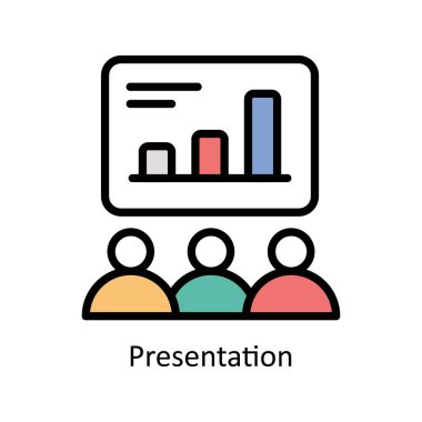 Sunum vektörü ana hatlı Simge Tasarımı illüstrasyonunu doldurdu. Beyaz arkaplan EPS 10 Dosyasında İş ve Yönetim Sembolü