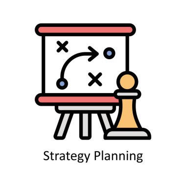 Strateji planlama vektörü Simge Tasarımı illüstrasyonunu doldurdu. Beyaz arkaplan EPS 10 Dosyasında İş ve Yönetim Sembolü