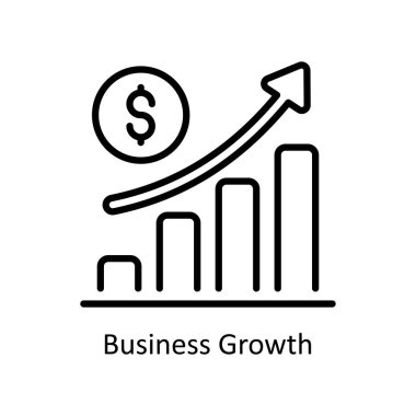 Business Growth vektör anahatları Simge Tasarım çizimi. Beyaz arkaplan EPS 10 Dosyasında İş ve Yönetim Sembolü
