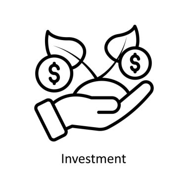 Yatırım vektörü ana hatları Simge Tasarımı illüstrasyonu. Beyaz arkaplan EPS 10 Dosyasında İş ve Yönetim Sembolü