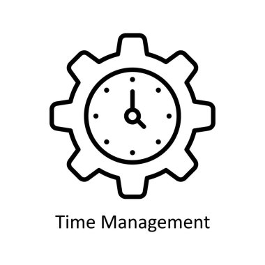Zaman yönetimi vektörü ana hatları Simge Tasarımı illüstrasyonu. Beyaz arkaplan EPS 10 Dosyasında İş ve Yönetim Sembolü