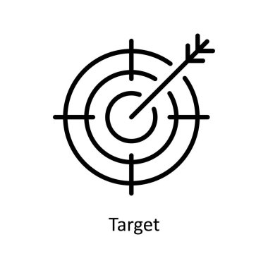 Hedef vektör taslağı Simge Tasarımı çizimi. Beyaz arkaplan EPS 10 Dosyasında İş ve Yönetim Sembolü