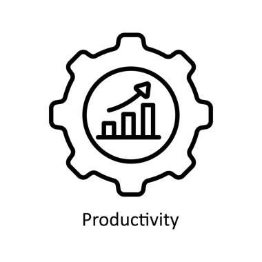 Üretkenlik vektörü ana hatları Simge Tasarım illüstrasyonu. Beyaz arkaplan EPS 10 Dosyasında İş ve Yönetim Sembolü