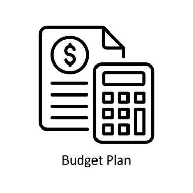 Bütçe Planı vektör özeti Simge Tasarımı illüstrasyonu. Beyaz arkaplan EPS 10 Dosyasında İş ve Yönetim Sembolü
