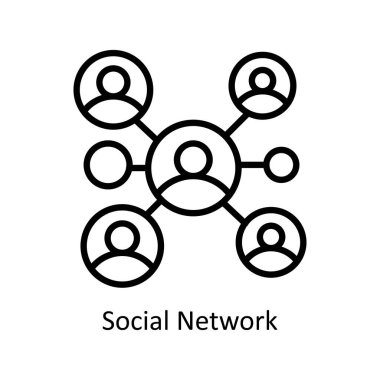 Sosyal Ağ vektörü ana hatları Simge Tasarım illüstrasyonu. Beyaz arkaplan EPS 10 Dosyasında İş ve Yönetim Sembolü