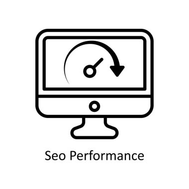 SEO Performans vektör ana hatları Simge Tasarım illüstrasyonu. Beyaz arkaplan EPS 10 Dosyasında İş ve Yönetim Sembolü