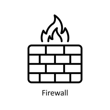 Firewall vektör anahatları Simge Tasarım çizimi. Beyaz arkaplan EPS 10 Dosyasında İş ve Yönetim Sembolü