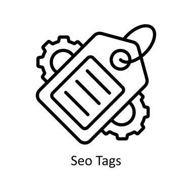 SEO Etiketleri vektör taslağı Simge Tasarımı illüstrasyonu. Beyaz arkaplan EPS 10 Dosyasında İş ve Yönetim Sembolü