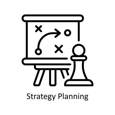 Strateji planlama vektörü ana hatları Simge Tasarım illüstrasyonu. Beyaz arkaplan EPS 10 Dosyasında İş ve Yönetim Sembolü