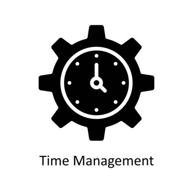 Zaman yönetimi vektörü Solid Icon Design Illustration. Beyaz arkaplan EPS 10 Dosyasında İş ve Yönetim Sembolü