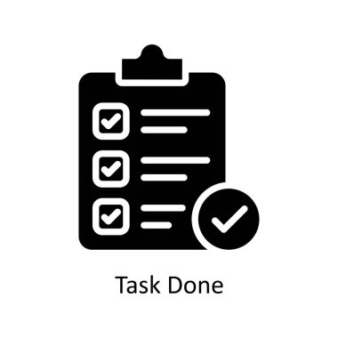 Görev tamamlandı vektörü Solid Simge Tasarımı illüstrasyonu. Beyaz arkaplan EPS 10 Dosyasında İş ve Yönetim Sembolü