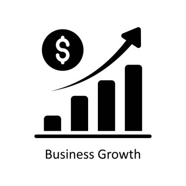 Business Growth vektörü Solid Icon Design Illustration. Beyaz arkaplan EPS 10 Dosyasında İş ve Yönetim Sembolü