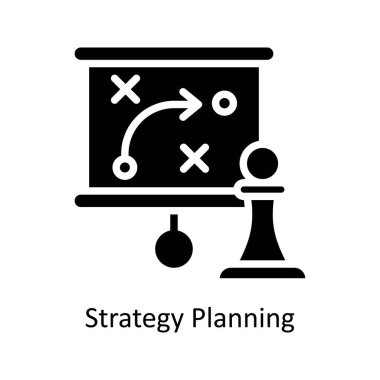 Strateji planlama vektörü Solid Icon Design Illustration. Beyaz arkaplan EPS 10 Dosyasında İş ve Yönetim Sembolü