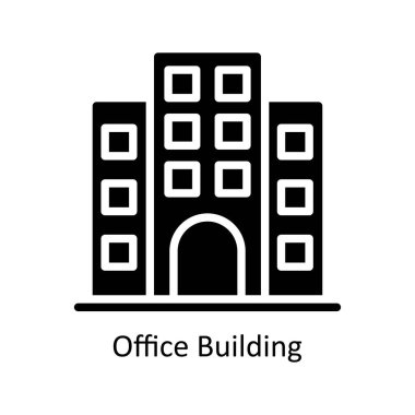 Office Building vektörü Solid Icon Design Illustrasyon. Beyaz arkaplan EPS 10 Dosyasında İş ve Yönetim Sembolü