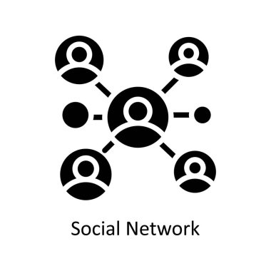 Sosyal Ağ vektörü Solid Icon Design Illustration. Beyaz arkaplan EPS 10 Dosyasında İş ve Yönetim Sembolü