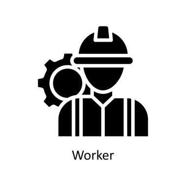 İşçi vektörü Solid Icon Design Illustrasyon. Beyaz arkaplan EPS 10 Dosyasında İş ve Yönetim Sembolü