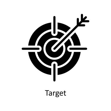 Hedef vektörü Solid Icon Design çizimi. Beyaz arkaplan EPS 10 Dosyasında İş ve Yönetim Sembolü
