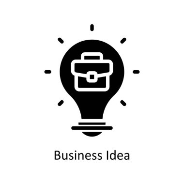 İş Fikri Vektörü Solid Icon Design Illustrasyon. Beyaz arkaplan EPS 10 Dosyasında İş ve Yönetim Sembolü