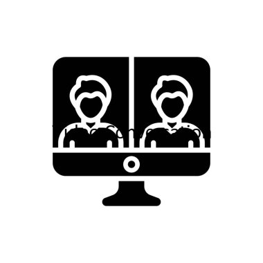 Video İletişim vektörü Solid Icon Design Illustrasyon. Beyaz arkaplan EPS 10 Dosyasında İş ve Yönetim Sembolü