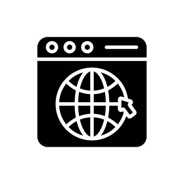 Tarayıcı vektörü Solid Icon Design illüstrasyonu. Beyaz arkaplan EPS 10 Dosyasında İş ve Yönetim Sembolü