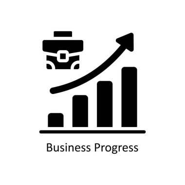 ticari ilerleme vektörü Solid Icon Design Illustrasyon. Beyaz arkaplan EPS 10 Dosyasında İş ve Yönetim Sembolü
