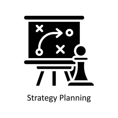 Strateji planlama vektörü Solid Icon Design Illustration. Beyaz arkaplan EPS 10 Dosyasında İş ve Yönetim Sembolü