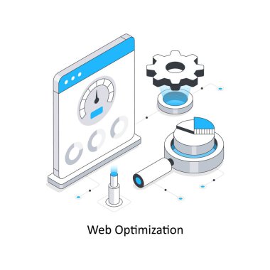 Web optimizasyon izometrik hisse senedi çizimi. EPS Dosyası