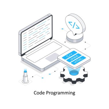 Kod programlama izometrik hisse senedi çizimi. EPS Dosyası