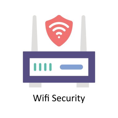 Wifi Güvenlik Vektörü Düz Simge Biçimlendirmesi. EPS 10 Dosyası