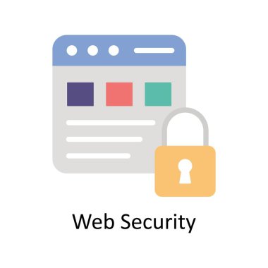 Web Güvenlik Vektörü Düz simge çizimi. EPS 10 Dosyası