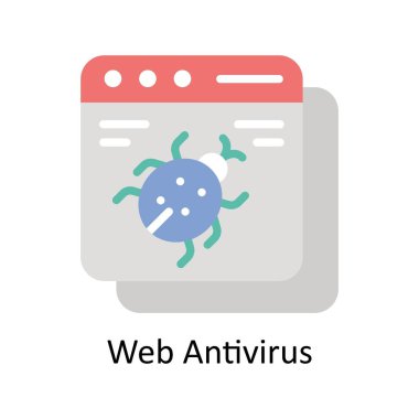 Web antivirüs taşıyıcı yassı simge çizimi. EPS 10 Dosyası