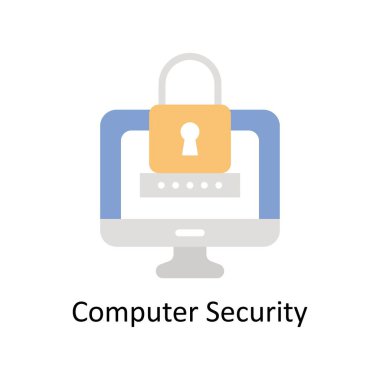 Bilgisayar Güvenlik Vektörü Düz simge çizimi. EPS 10 Dosyası