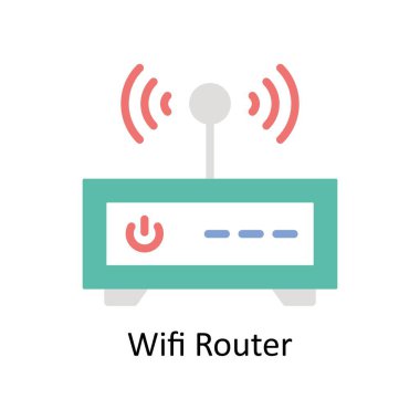 Wifi Router Vektör Düz simge çizimi. EPS 10 Dosyası