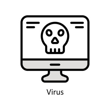 Virüs vektörü taslak simge biçimi illüstrasyonunu doldurdu. EPS 10 Dosyası