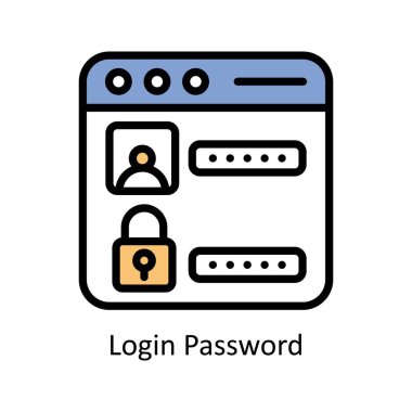 Giriş parolası vektörü ana hatları simge biçimi illüstrasyonu ile dolduruldu. EPS 10 Dosyası